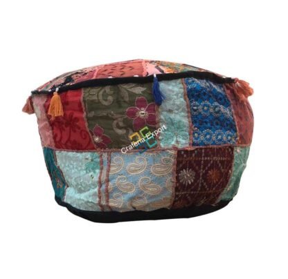 Embroidered Pouffe Cover handmade Ottoman Cover Pouffe
