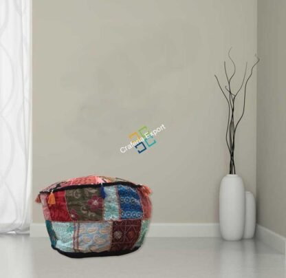 Embroidered Pouffe Cover handmade Ottoman Cover Pouffe - Image 2