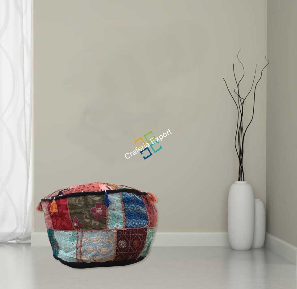 Embroidered Pouffe Cover handmade Ottoman Cover Pouffe - Image 2