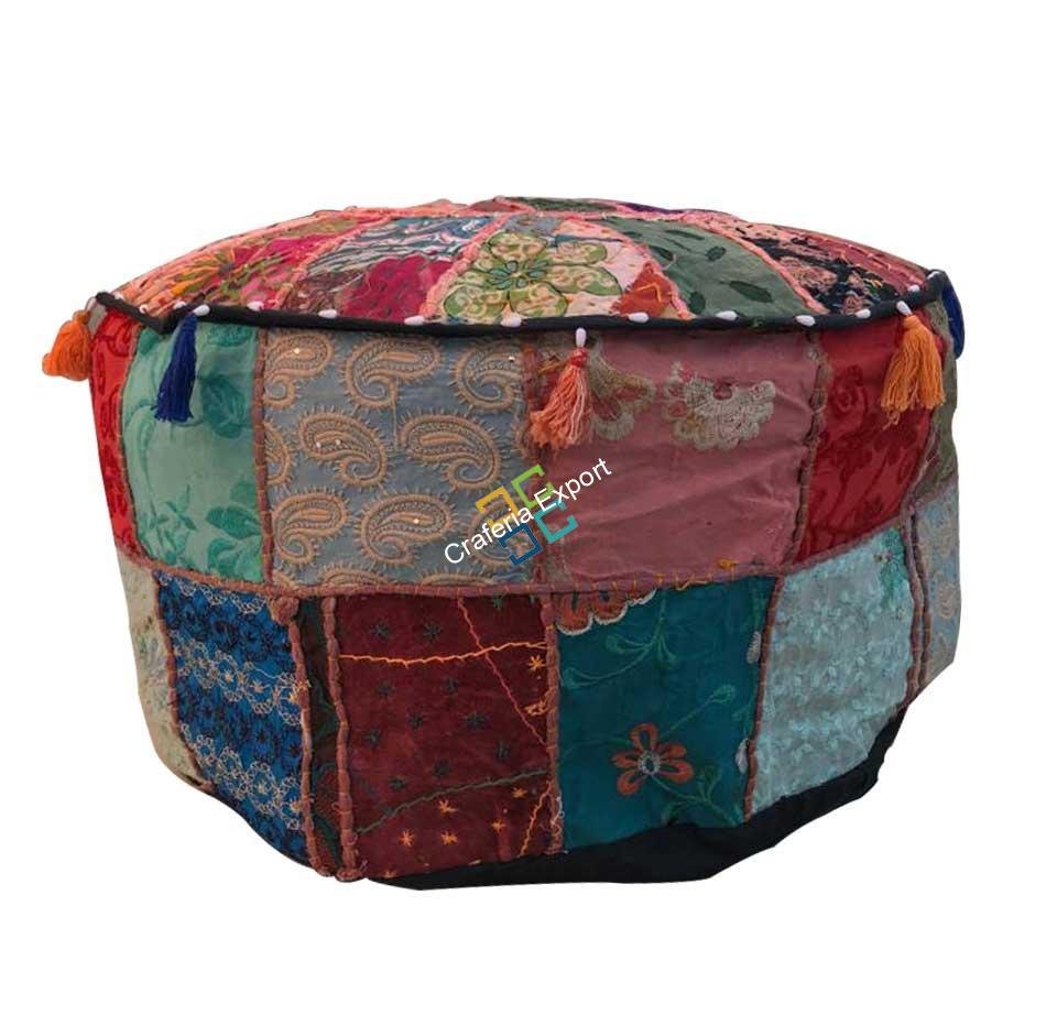 Embroidered Pouffe Cover handmade Ottoman Cover Pouffe decortaion