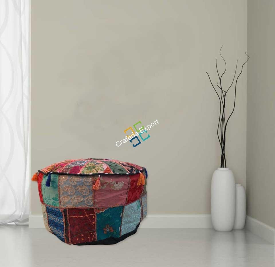 Embroidered Pouffe Cover handmade Ottoman Cover Pouffe decortaion - Image 2