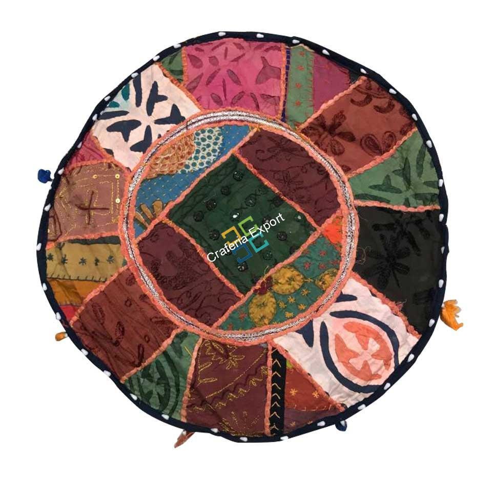 Embroidered Pouffe Cover handmade Ottoman Cover Pouffe for any Conner decoration