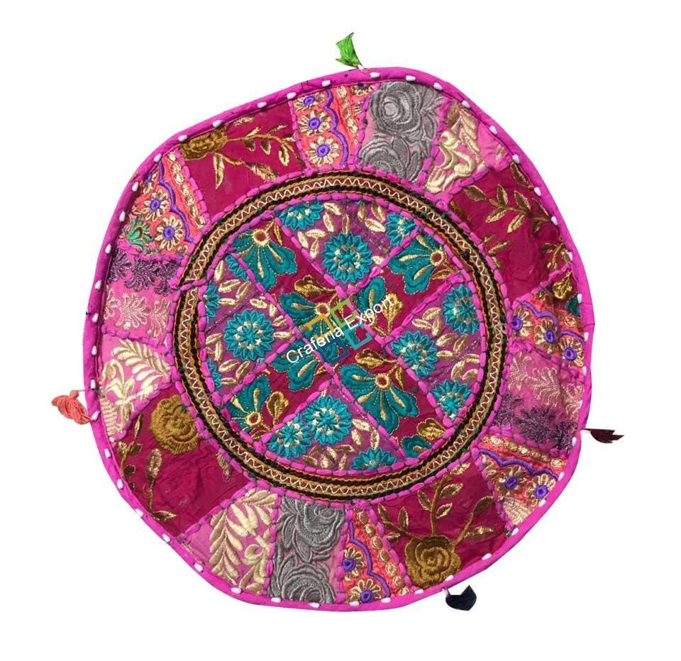 Embroidered Pouffe Cover handmade Ottoman Cover Pouffe for home