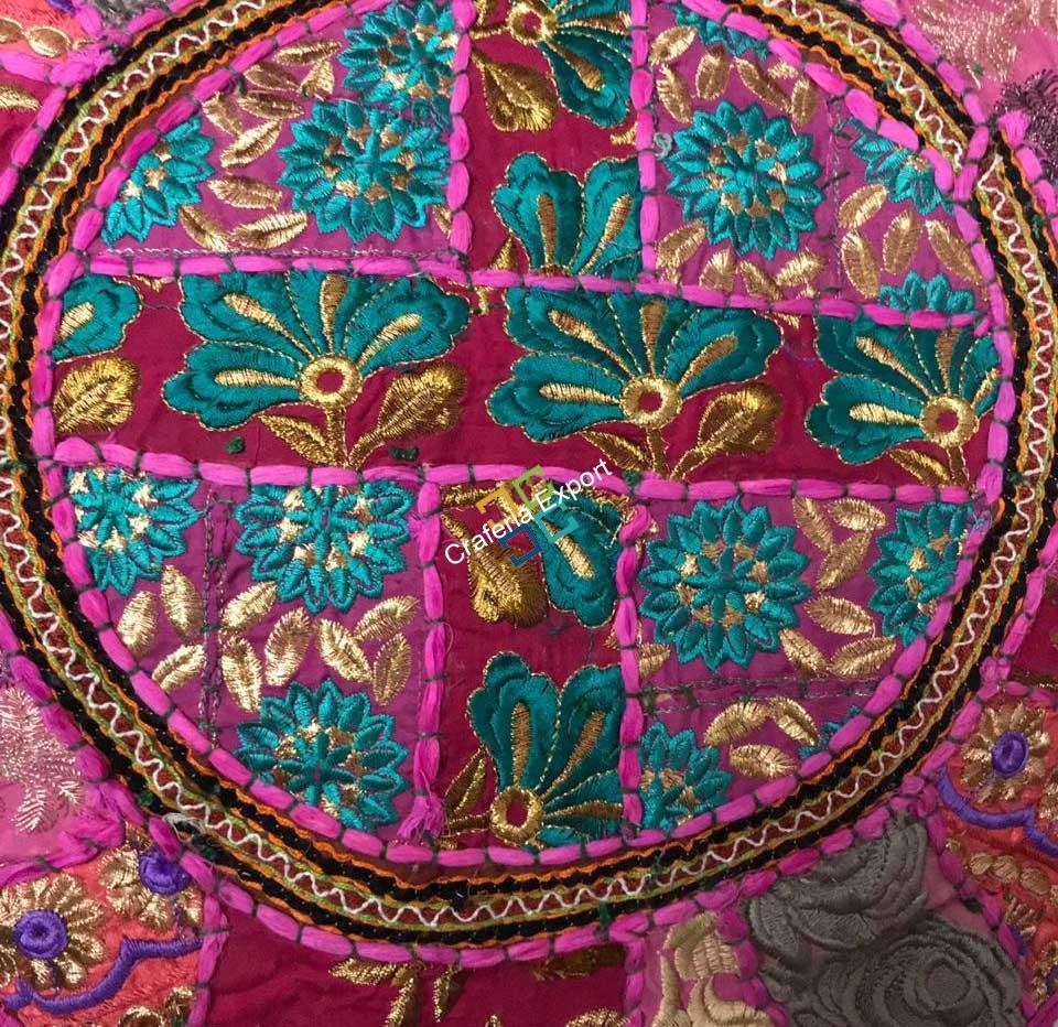 Embroidered Pouffe Cover handmade Ottoman Cover Pouffe for home - Image 2