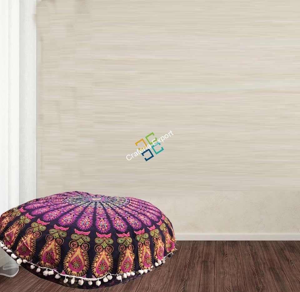 Floor Cushion Cover Round mandala  covers with Cushion - Image 2