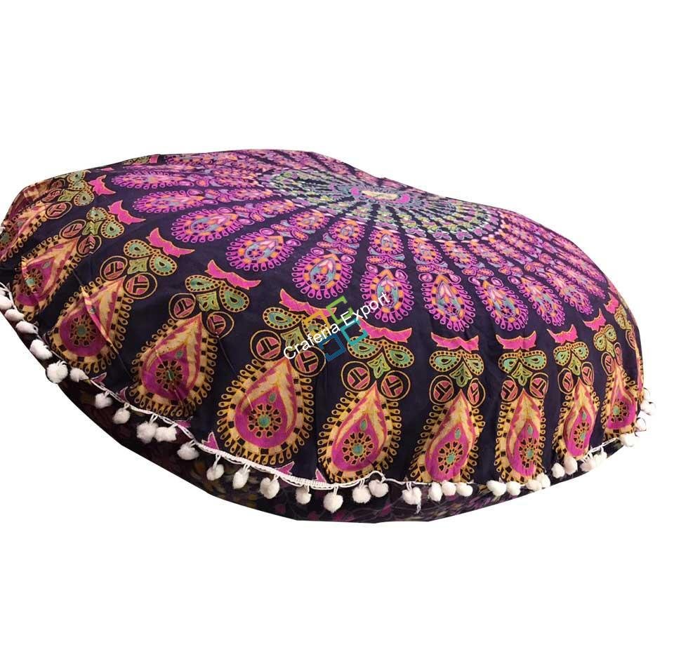 Floor Cushion Cover Round mandala  covers with Cushion