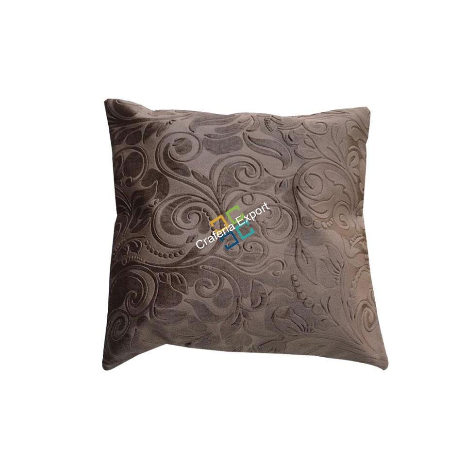 Brown Velvet Fabric of Embossed Pattern Throw Cushion Covers for home decor (set of 5) - Image 2