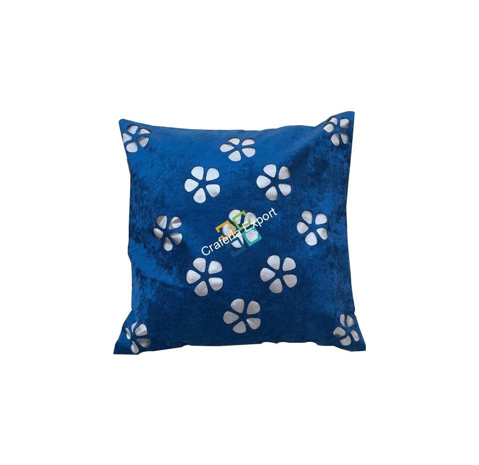 Blue Velvet flower Throw pillow cushion cover (set of 5) - Image 2
