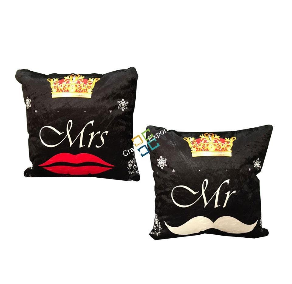 Mr. And Mrs. Printed Cushion Cover For Couples - Image 2