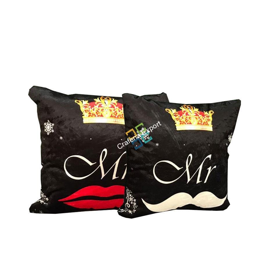 Mr. And Mrs. Printed Cushion Cover For Couples