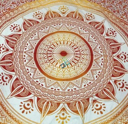 Mandala Duvet cover with Pillowcase Set / Bohemian Bedding with Round Printed floral design - Image 2