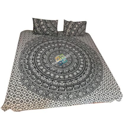 Mandala Duvet cover with Pillowcase Set / Bohemian Bedding with Round Printed floral design
