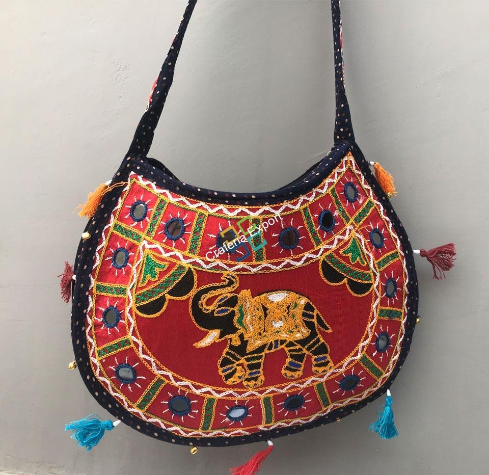 Jaipuri handmade Elephant printed Hand/jhola bag for women/Girls - Image 4