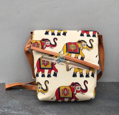 Trendy elephant print Sling /Cross bag with magnetic flap - Image 2