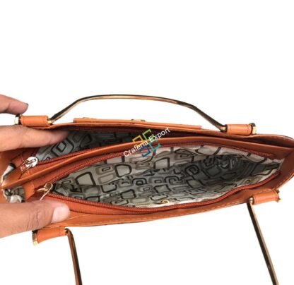 Stylish casual hand/shoulder bag with metal handle - Image 3
