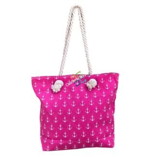 Trendy twist cotton strap summer tote/shoulder/handbags with anchor print