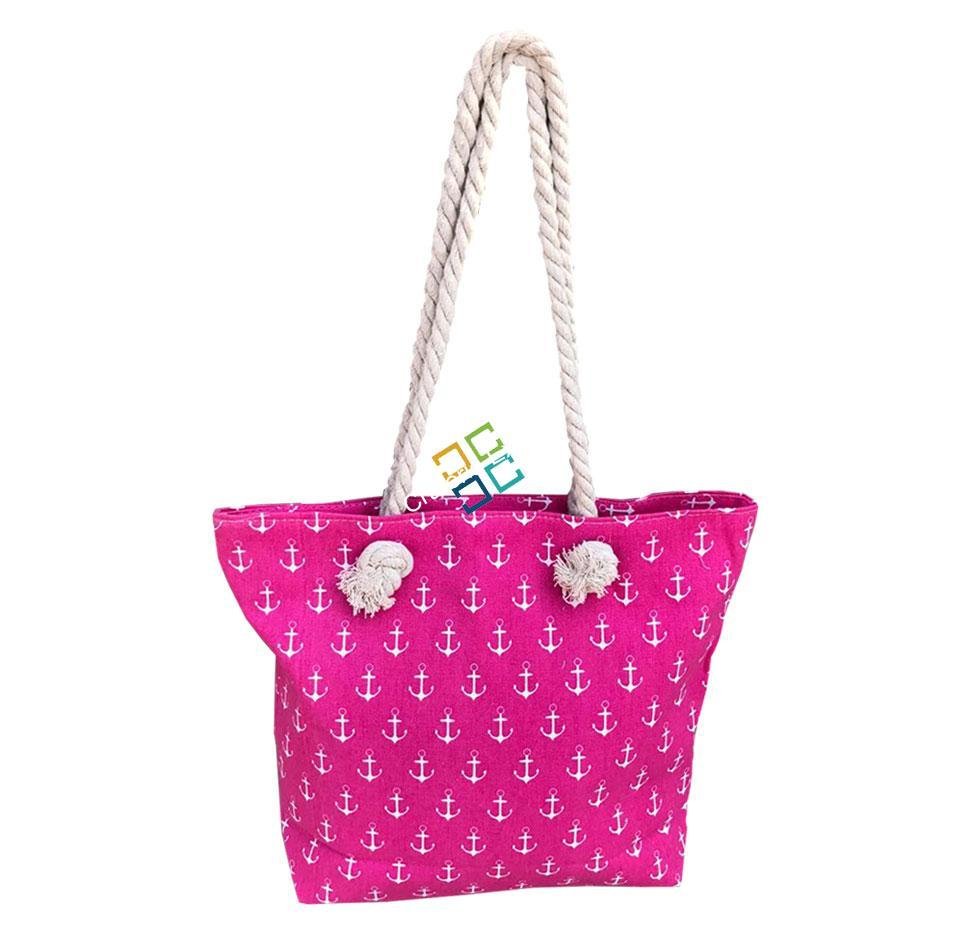 Trendy twist cotton strap summer tote/shoulder/handbags with anchor print - Image 2