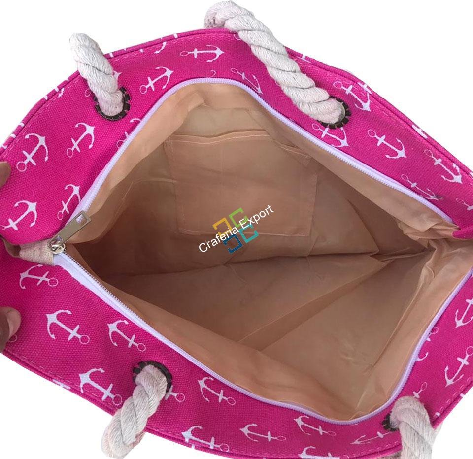 Trendy twist cotton strap summer tote/shoulder/handbags with anchor print - Image 3