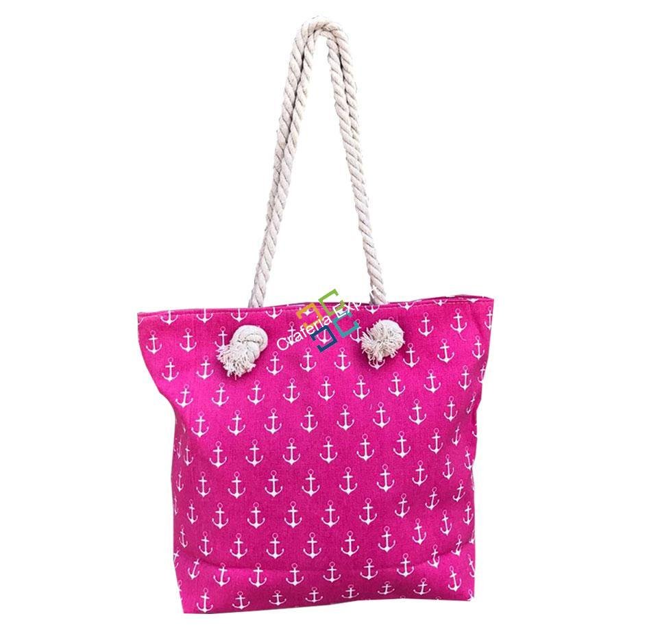 Trendy twist cotton strap summer tote/shoulder/handbags with anchor print