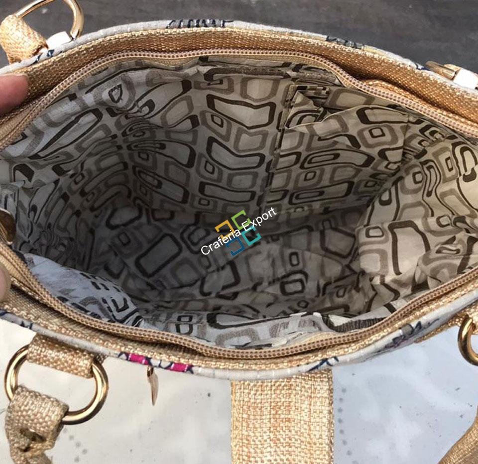 Regular Printed Shoulder Office Handbag with Lock Button - Image 3