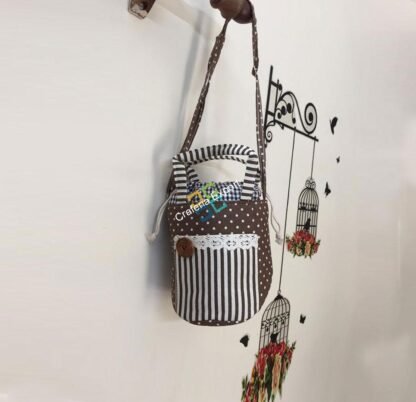 Cotton Tiffin Bag with Charming Lace Pocket & Polti Design - Image 6