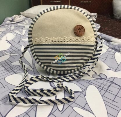 Round Cotton Tiffin Bag with Charming Lace Design