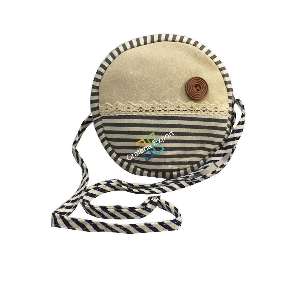 Round Cotton Tiffin Bag with Charming Lace Design