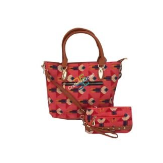 Ikkat Print Cotton Combo Handbag with Matching Clutch