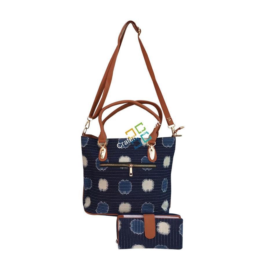 Trendy Abstract Pattern Combo Handbag with Matching Small Clutch - Image 2