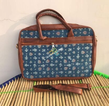 Ikkat printed laptop messenger handbag - Image 2