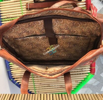 Ikkat printed laptop messenger handbag - Image 3