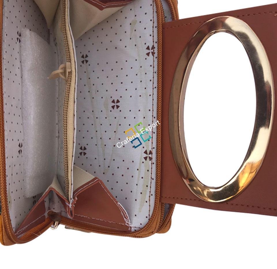 Ikkat printed double zipper clutch/wallet with handle - Image 3