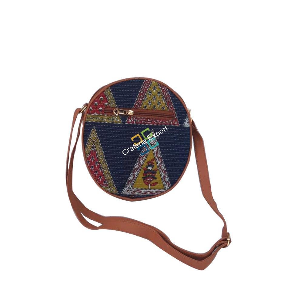 Round shaped ikkat printed cross-body bag / sling bag - Image 6
