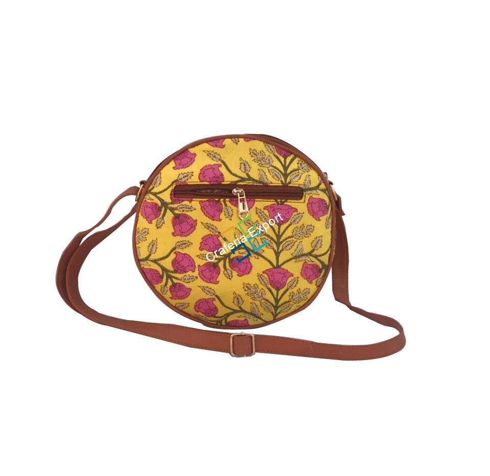 Round shaped ikkat printed cross-body bag / sling bag - Image 11