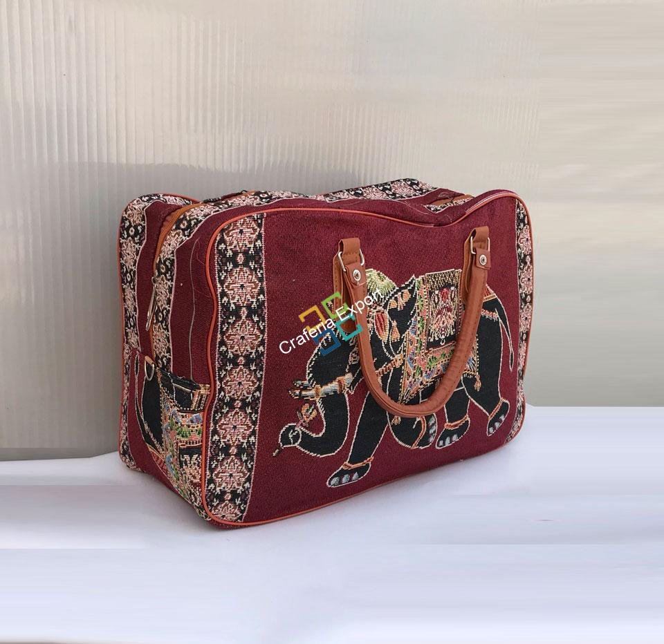 Elephant printed canvas travel handbag for casual use - Image 3