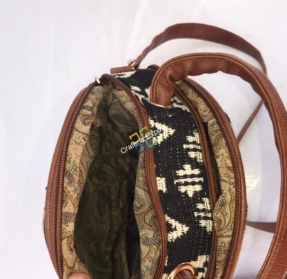 Stylish Round shape ikkat printed shoulder cross-body bag / sling bag - Image 2