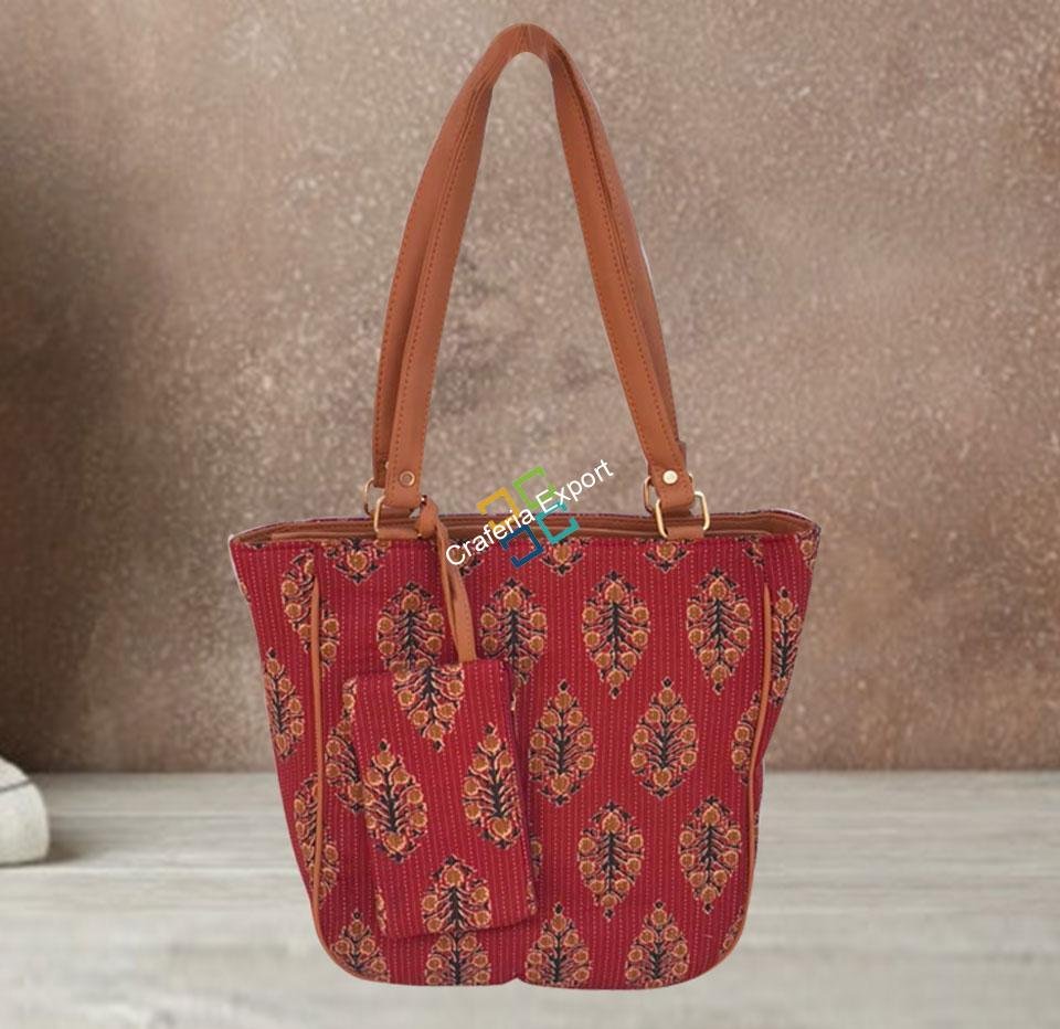 Stylish ikkat printed handbag for daily use