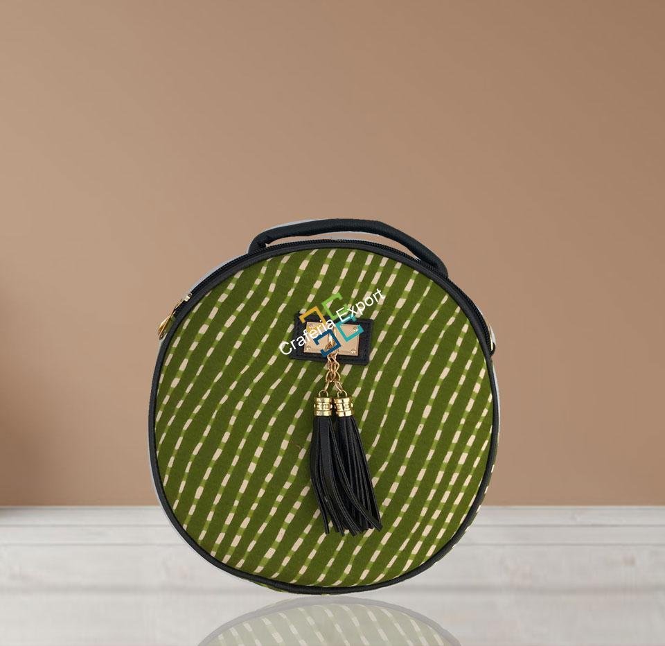 Round Jaipuri printed sling bags with handle for women’s and girls - Image 2