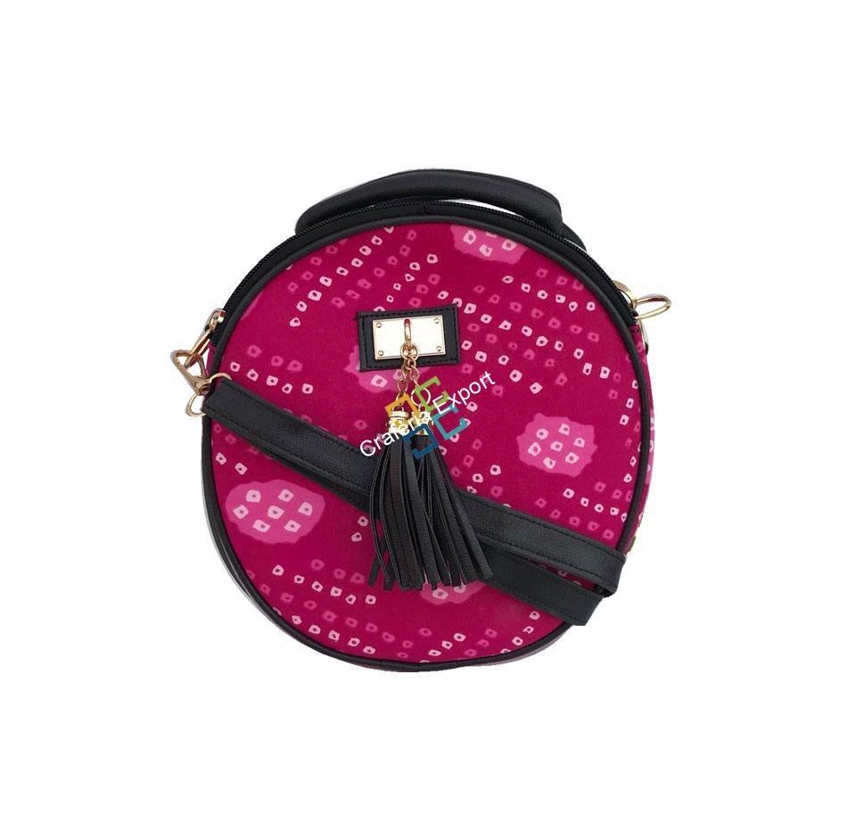 Round Jaipuri printed sling bags with handle for women’s and girls - Image 5