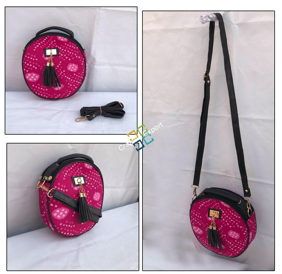 Round Jaipuri printed sling bags with handle for women’s and girls - Image 4
