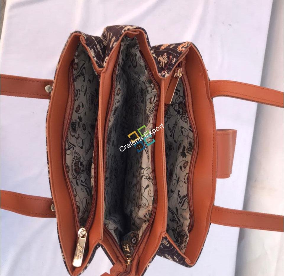 Stylish Ikkat Printed Trendy handbags with handheld - Image 3