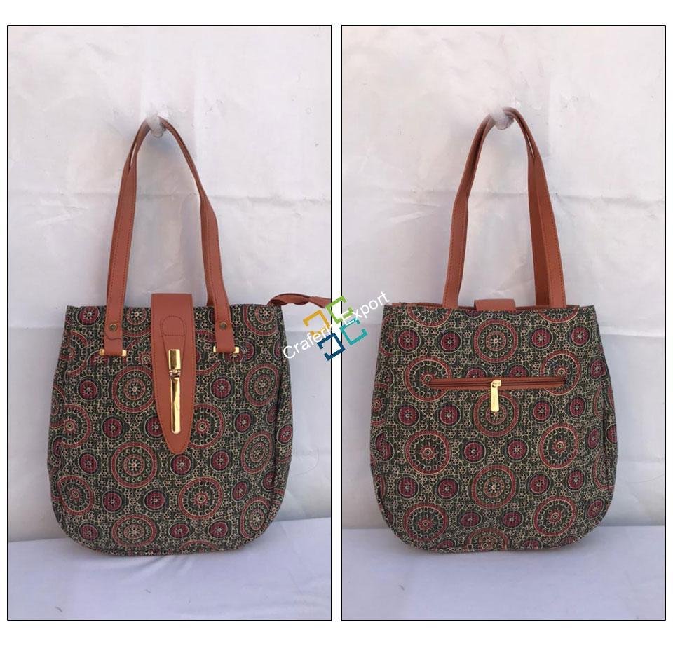 Stylish Ikkat Printed Trendy handbags with handheld - Image 4