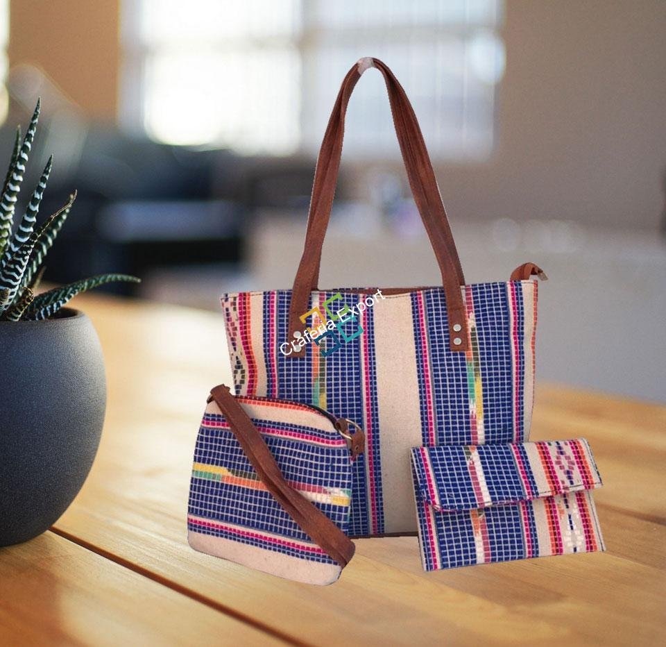 Ikkat Printed Combo tote handbags with clutch and sling bag (set of 3) - Image 3