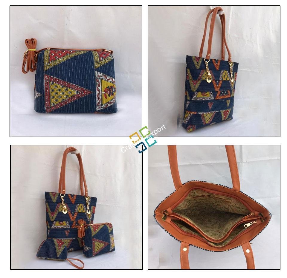 Jaipuri Printed Combo handbags with sling and hand pouch (set of 3) - Image 3
