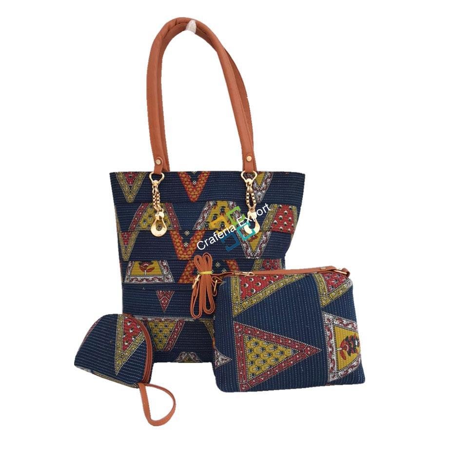 Jaipuri Printed Combo handbags with sling and hand pouch (set of 3) - Image 2