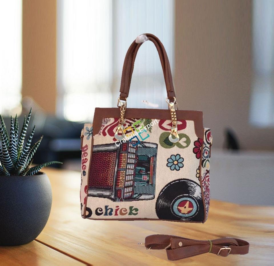 Causal Trendy Jacquard Shoulder Handbag with Detachable Sling