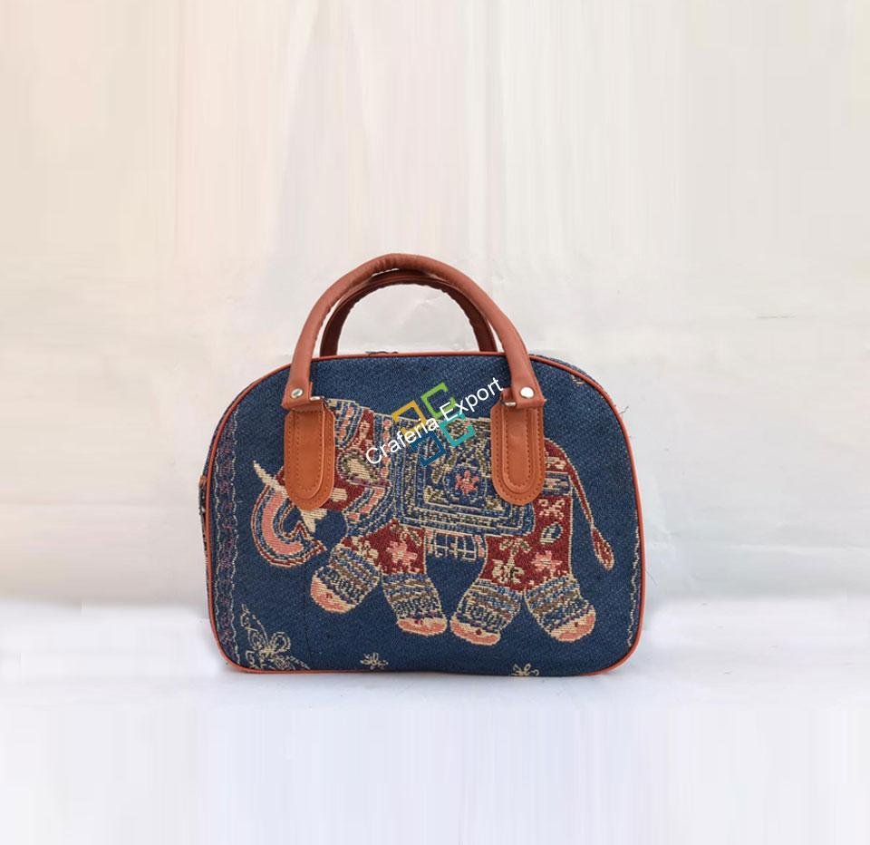 Elephant printed canvas travel handbag for casual use/ gifts - Image 2