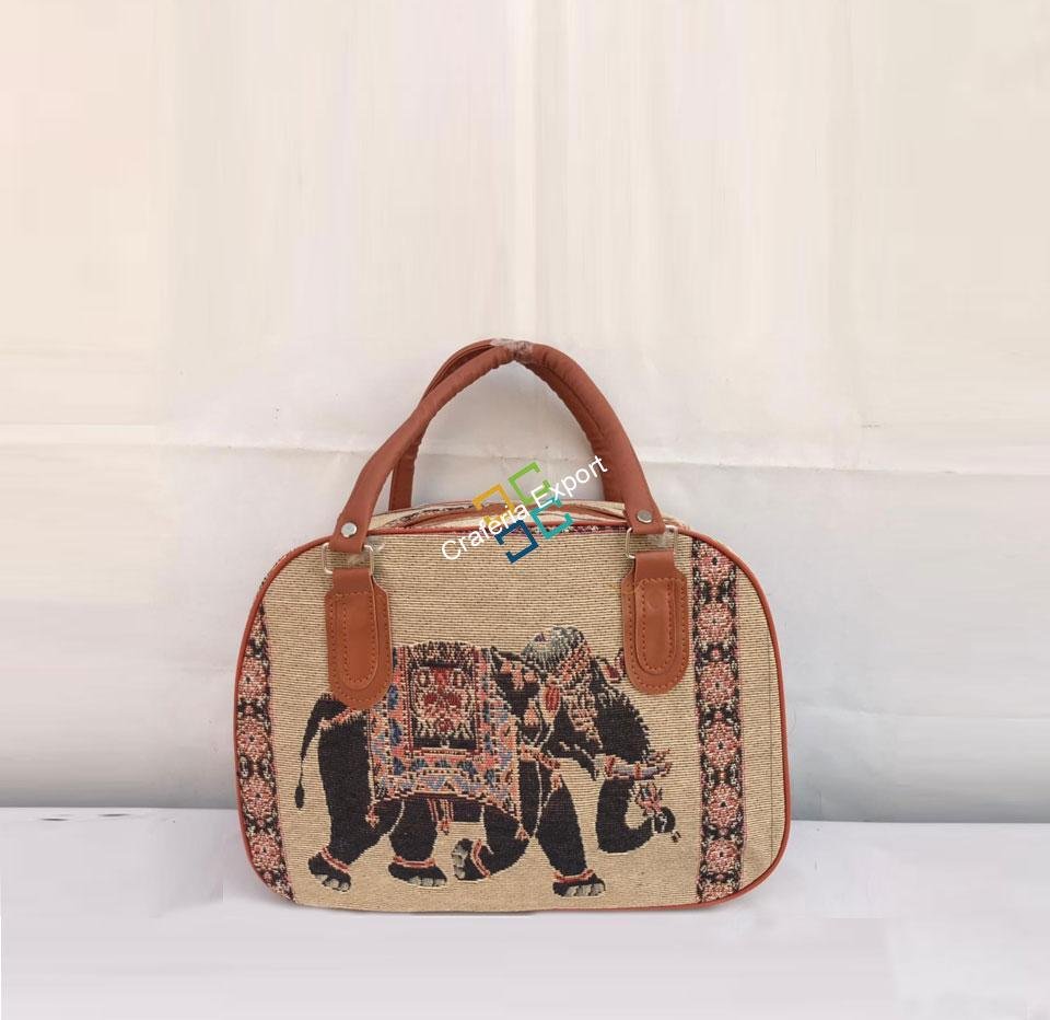 Elephant printed canvas travel handbag for casual use/ gifts - Image 5