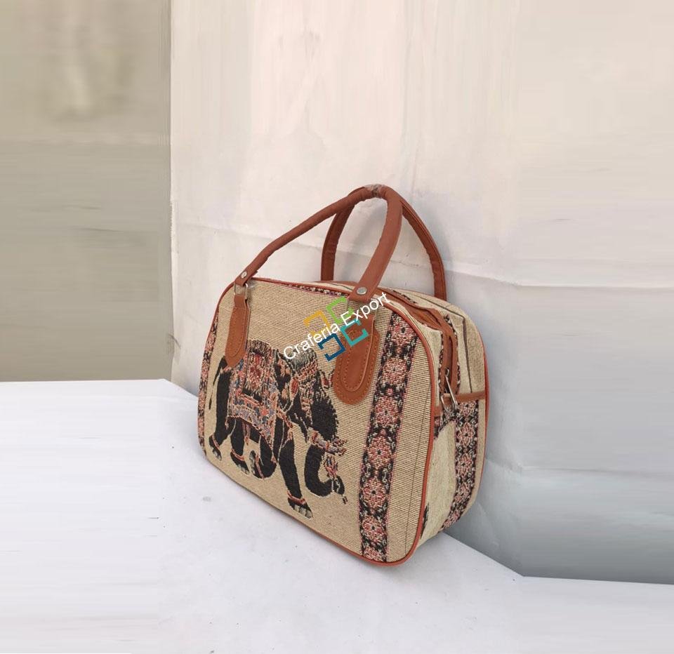 Elephant printed canvas travel handbag for casual use/ gifts - Image 6