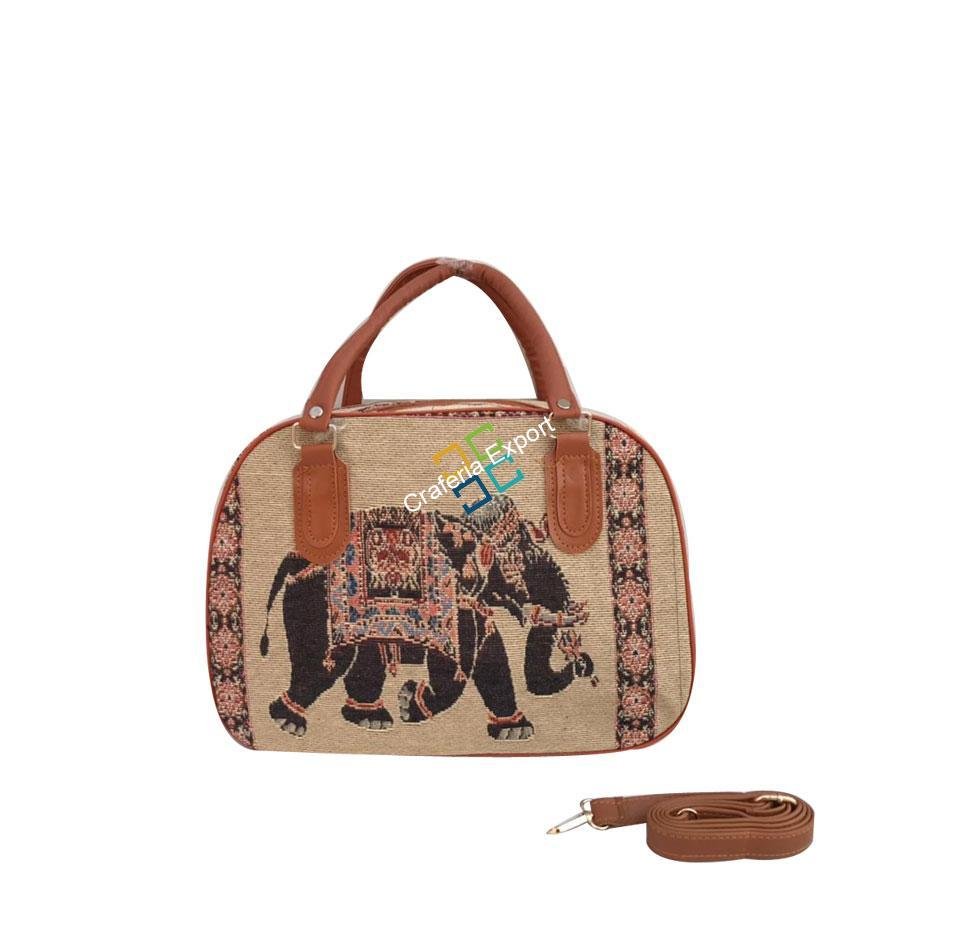 Elephant printed canvas travel handbag for casual use/ gifts